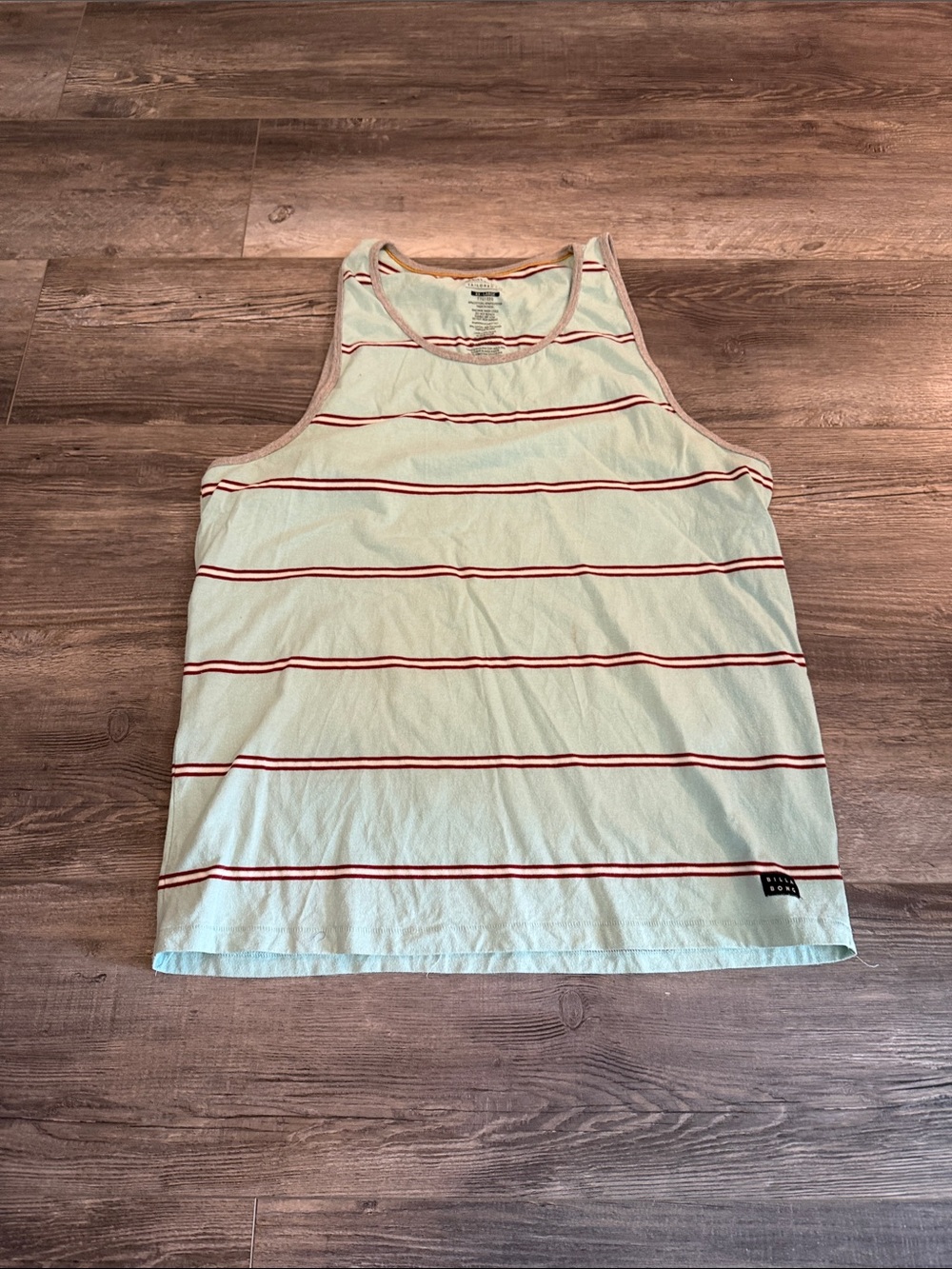 Billabong Mint Green Tank Top with Red Stripe‎ Detail